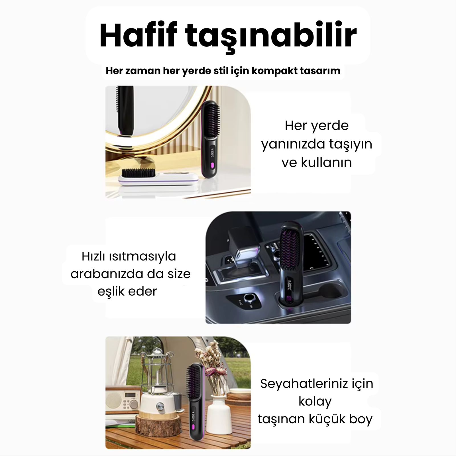 Kablosuz ısıtıcılı mini tarak